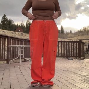 Orange cargo pants